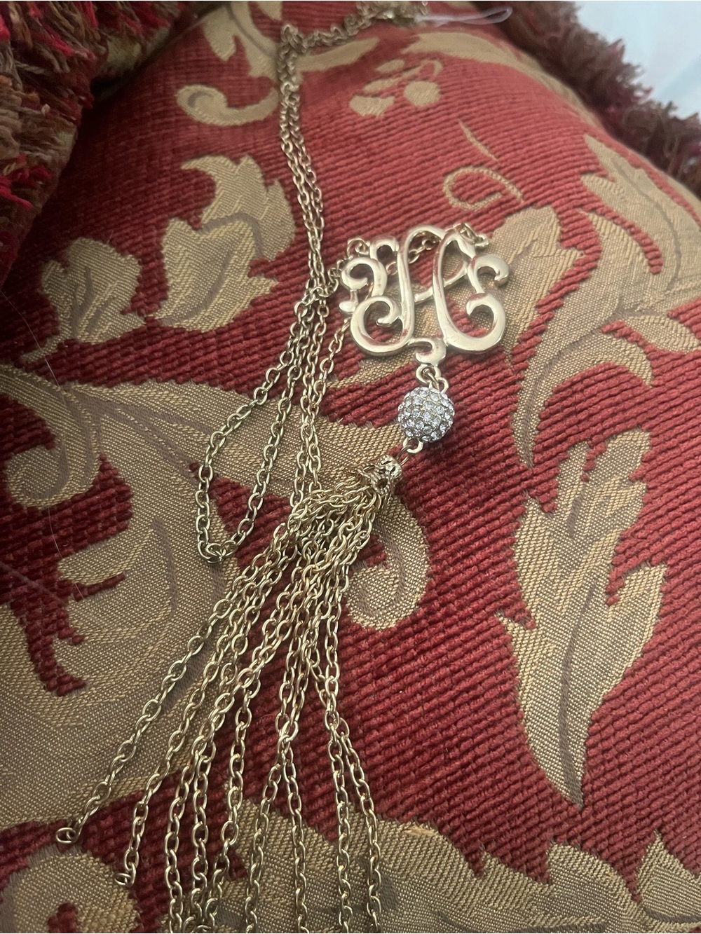 Gold Monogram Tassel Necklace - Women's Jewelry